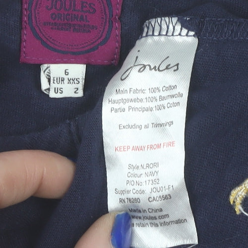Joules Womens Navy Blue Long Sleeve Cotton Shirt Dress Size 6