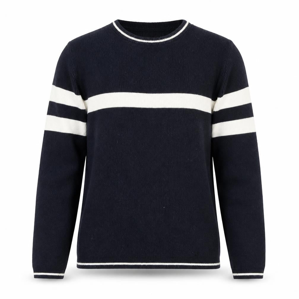 Burton Mens Black White Striped Crew Neck Cotton Jumper Size S