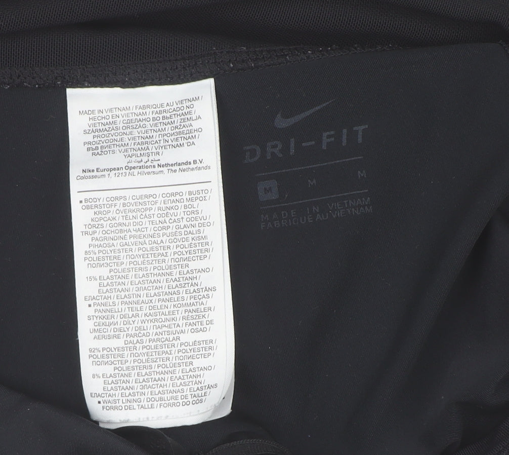 Nike Women's Black Dri-FIT Leggings M Breathable Quick Dry Athletic Trousers