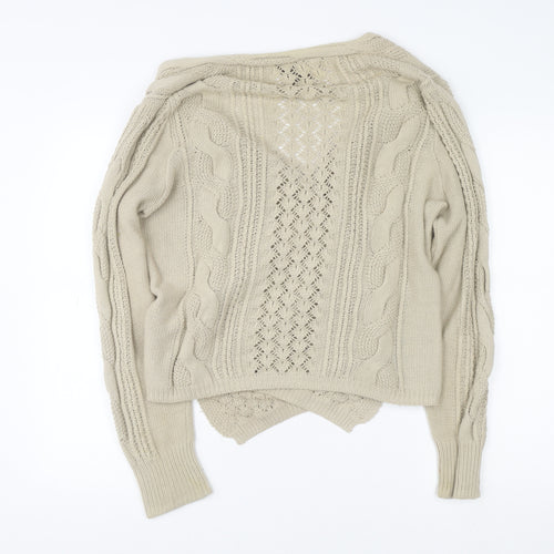 Great Plains Women Beige Cable Knit Wrap Jumper L