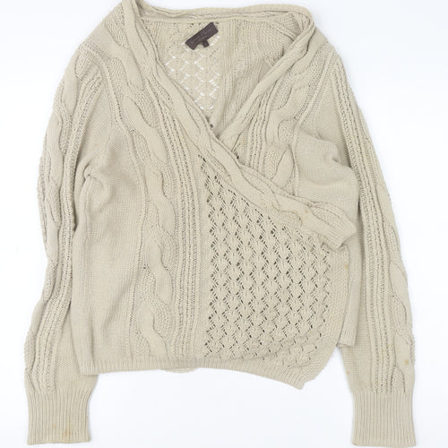 Great Plains Women Beige Cable Knit Wrap Jumper L