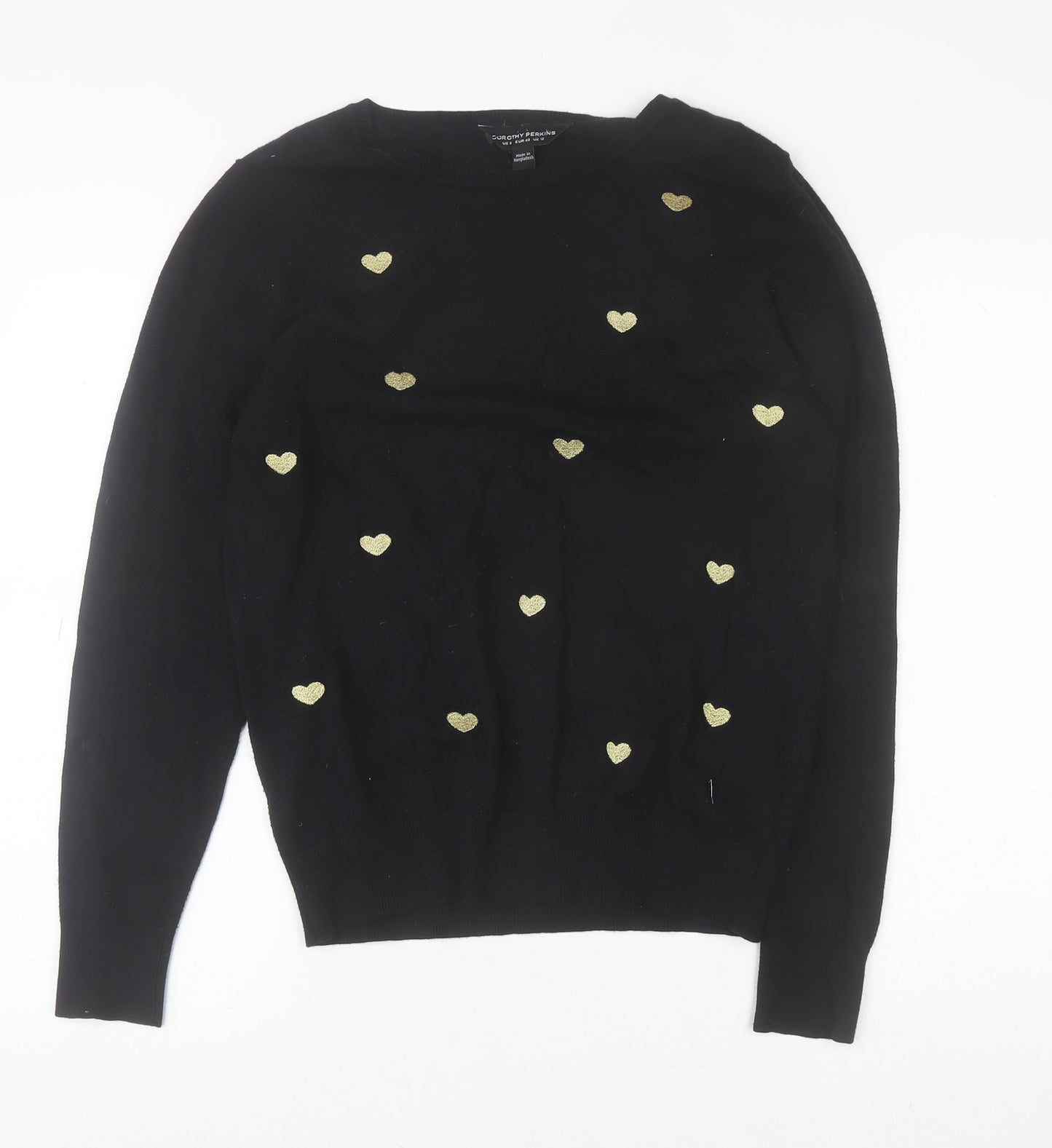 Dorothy Perkins Women’s Black Heart Pullover Jumper Size 12
