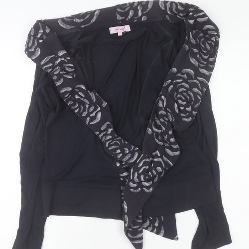 Marks and Spencer Per Una Women's Black Size 14 Floral V-Neck Cardigan