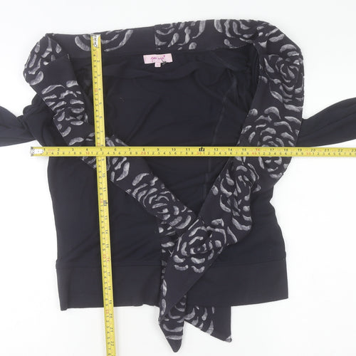 Marks and Spencer Per Una Women's Black Size 14 Floral V-Neck Cardigan