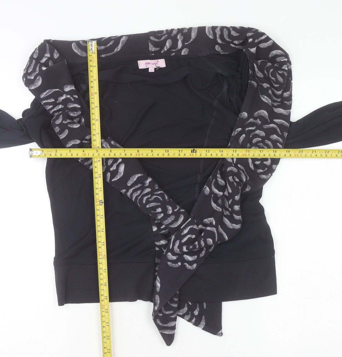 Marks and Spencer Per Una Women's Black Size 14 Floral V-Neck Cardigan