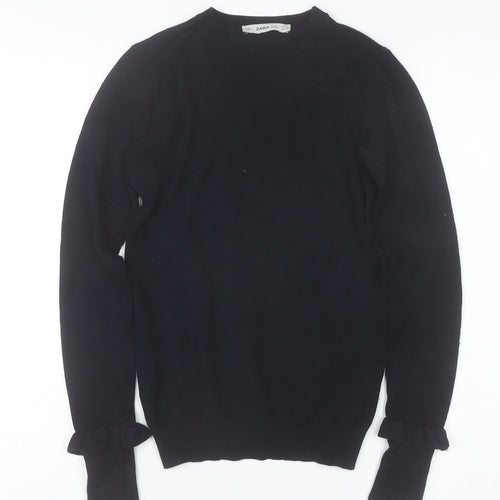 Zara Women Black Crew Neck Knit Pullover Jumper Size 8