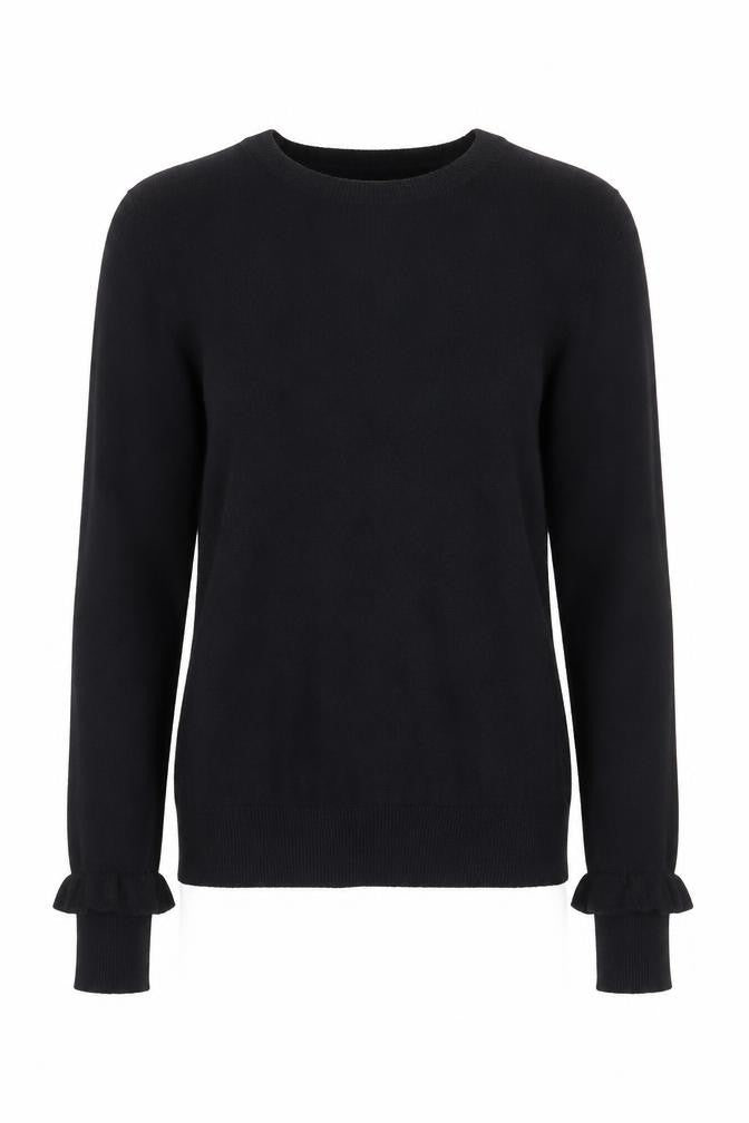 Front view of Zara Women Black Crew Neck Knit jumper, size 8