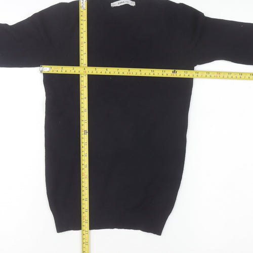 Zara Women Black Crew Neck Knit Pullover Jumper Size 8