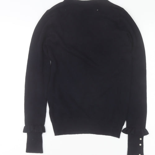 Zara Women Black Crew Neck Knit Pullover Jumper Size 8