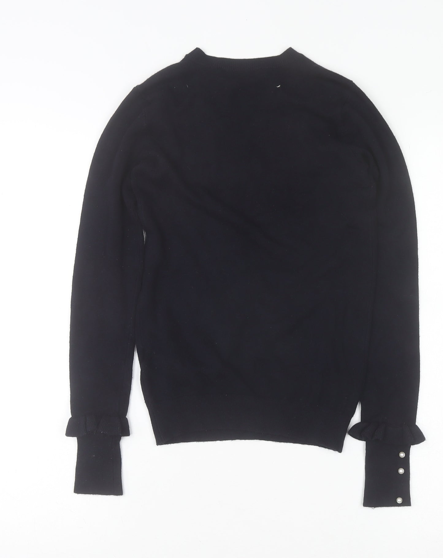 Zara Women Black Crew Neck Knit Pullover Jumper Size 8