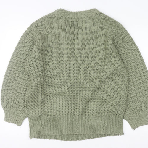 Brave Soul Women's Green Cable Knit Crew Neck Jumper Size S
