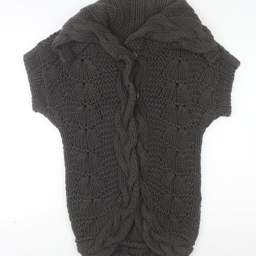 Ted Baker Women’s Brown Chunky-Knit Cowl Neck Short Sleeve Cardigan Size S