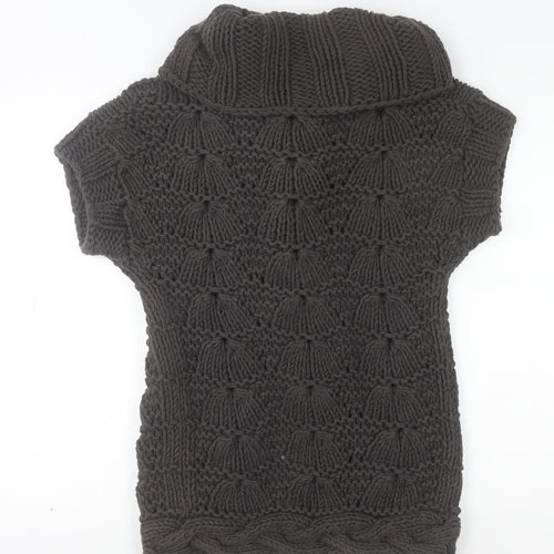 Ted Baker Women’s Brown Chunky-Knit Cowl Neck Short Sleeve Cardigan Size S