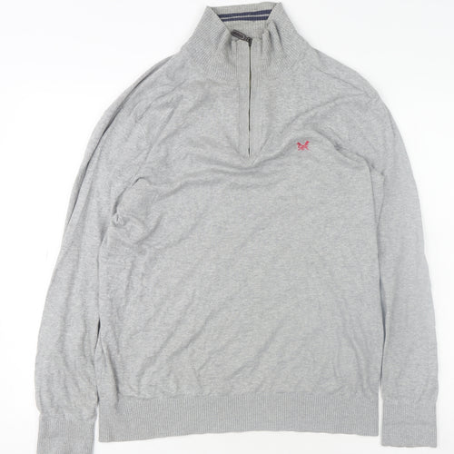 Crew Clothing Co. Men's Grey 1/2 Zip High Neck Sweatshirt Size M