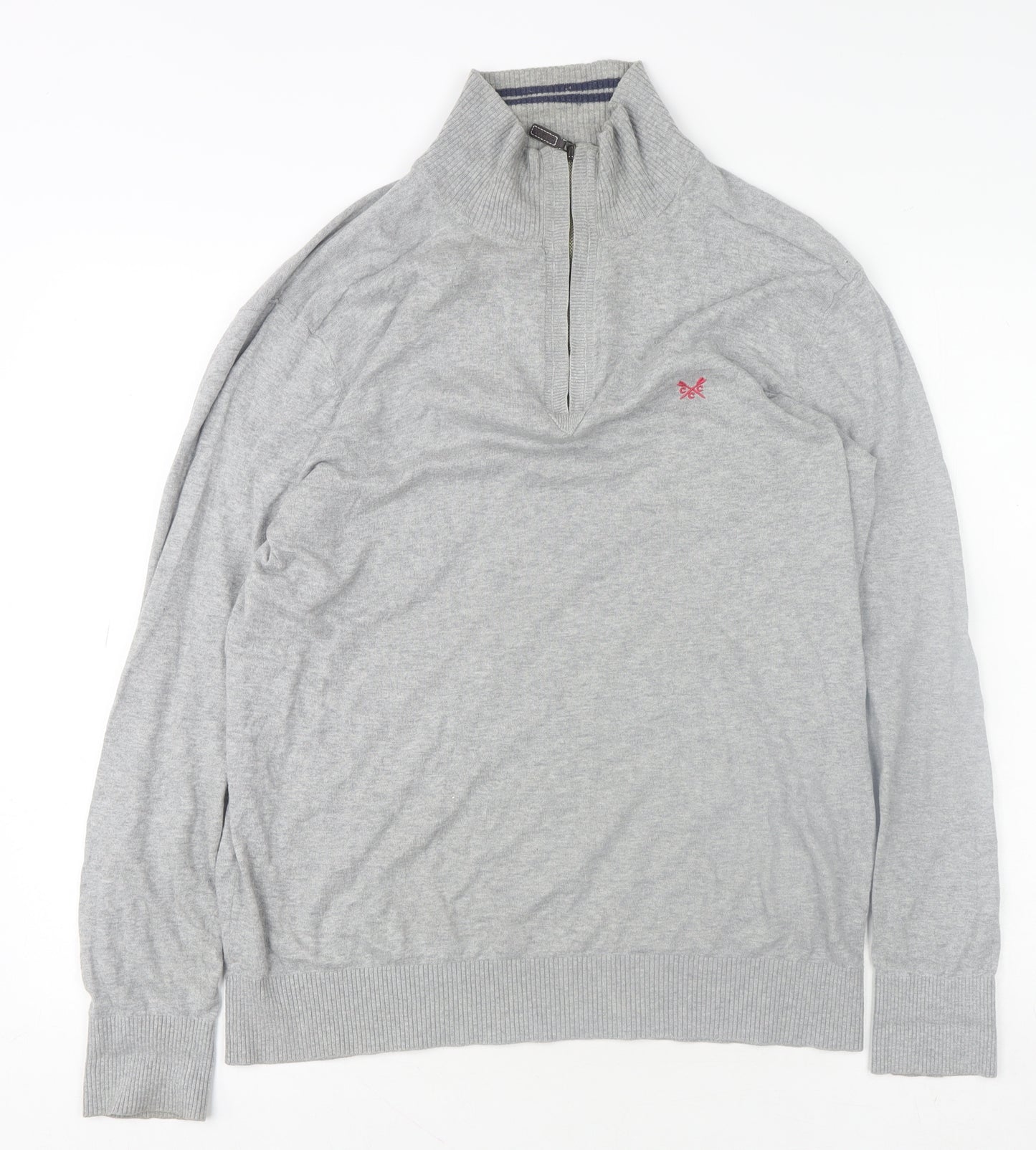 Crew Clothing Co. Men's Grey 1/2 Zip High Neck Sweatshirt Size M