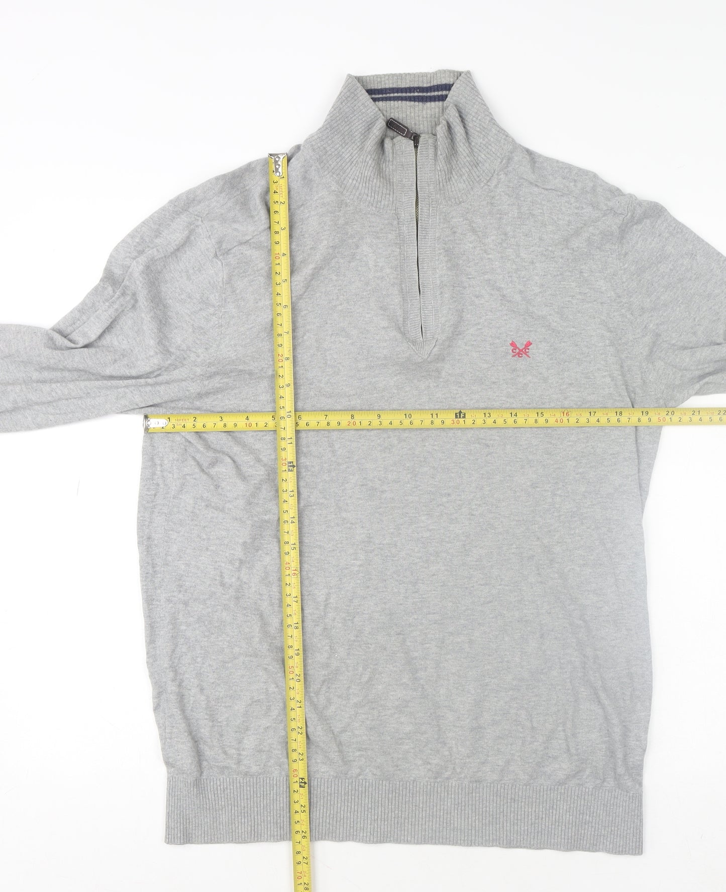 Crew Clothing Co. Men's Grey 1/2 Zip High Neck Sweatshirt Size M