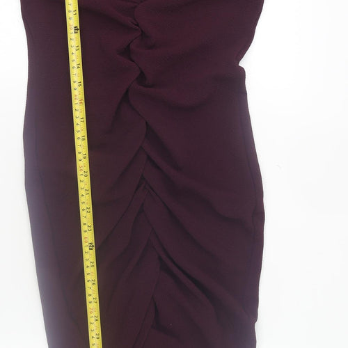 AX Paris Women Purple Midi Ruched Bodycon Dress Size 12