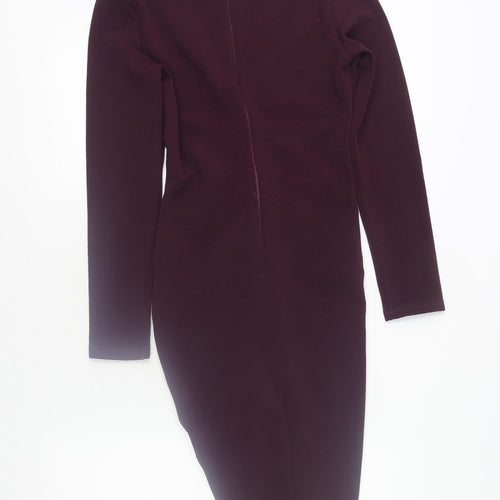 AX Paris Women Purple Midi Ruched Bodycon Dress Size 12