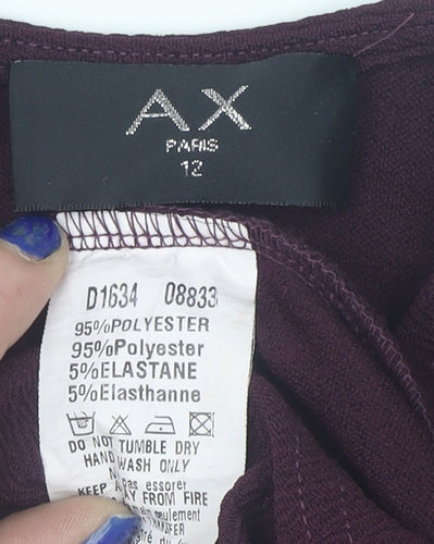 AX Paris Women Purple Midi Ruched Bodycon Dress Size 12