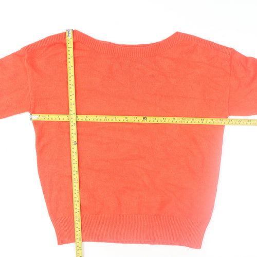 ICHI Women's Orange Crew Neck Knit Jumper Size S