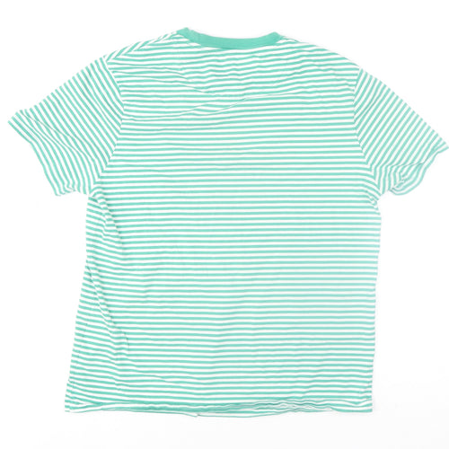 Lyle & Scott Men's Green Striped Crew Neck Cotton T-Shirt Size L