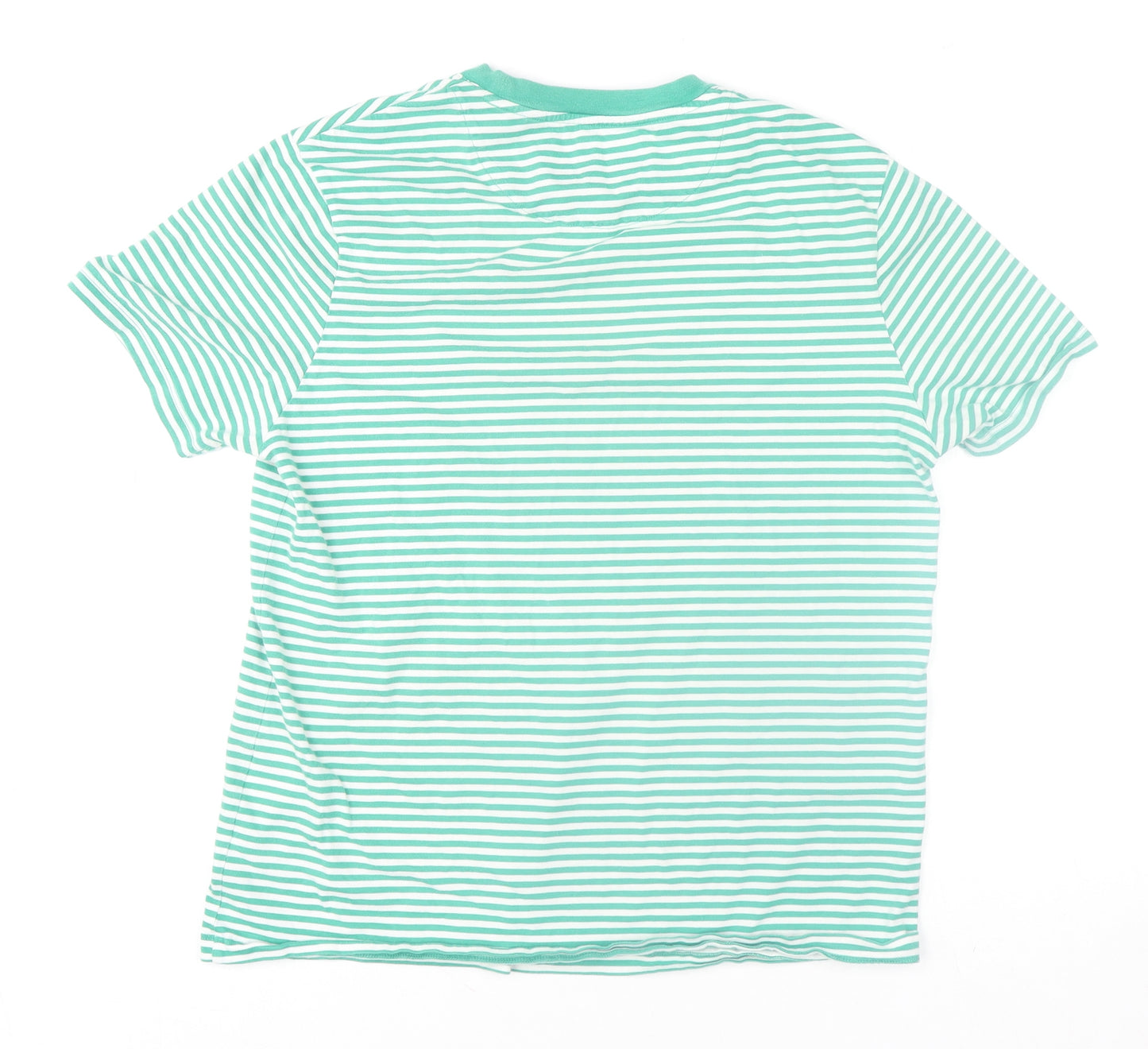 Lyle & Scott Men's Green Striped Crew Neck Cotton T-Shirt Size L