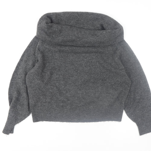 H&M Women's Grey Cowl Neck Long Sleeve Pullover Jumper Size 12