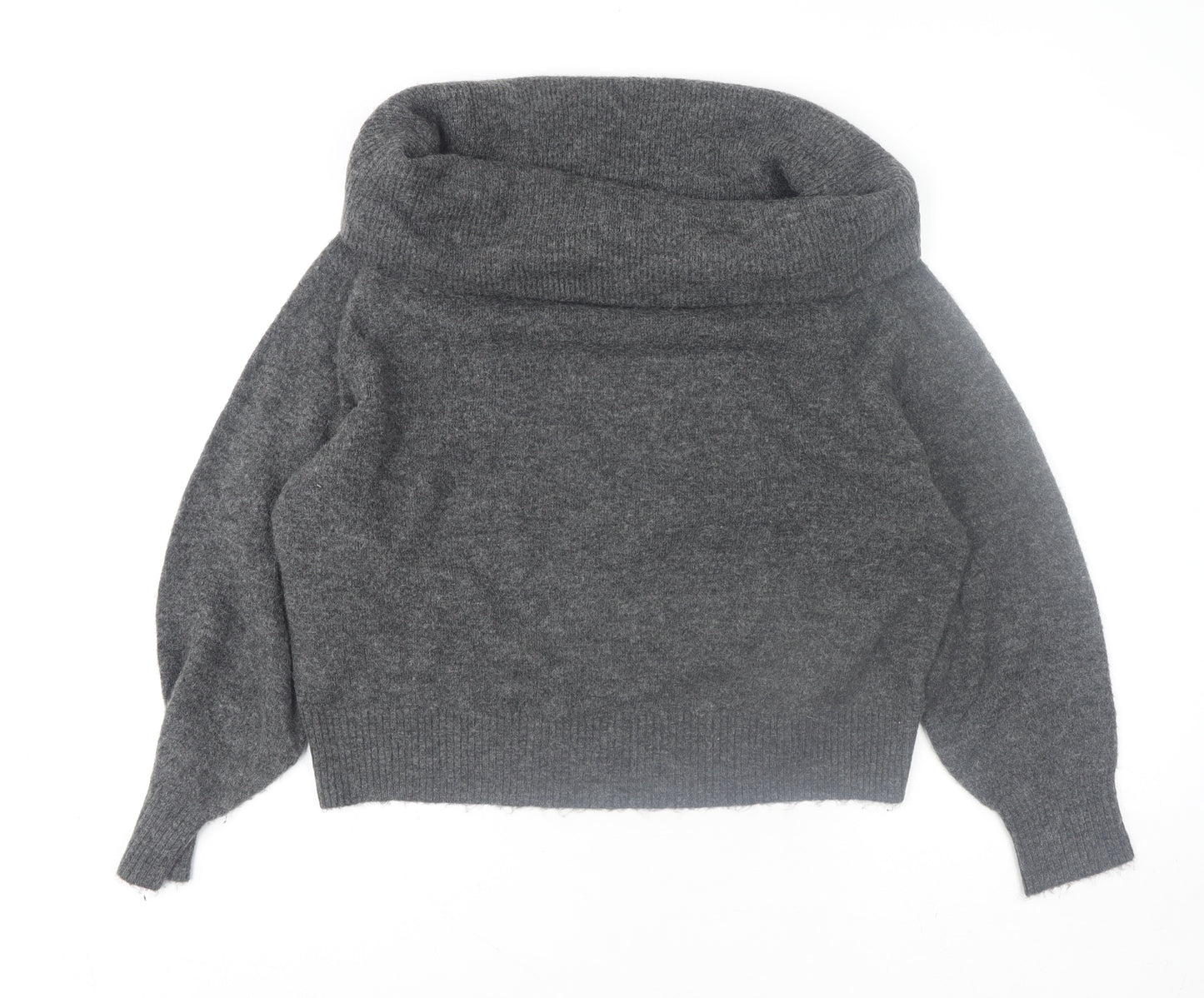 H&M Women's Grey Cowl Neck Long Sleeve Pullover Jumper Size 12
