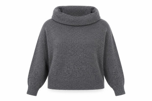 Front view of H&M Women's Grey Cowl Neck Long Sleeve jumper, size 12