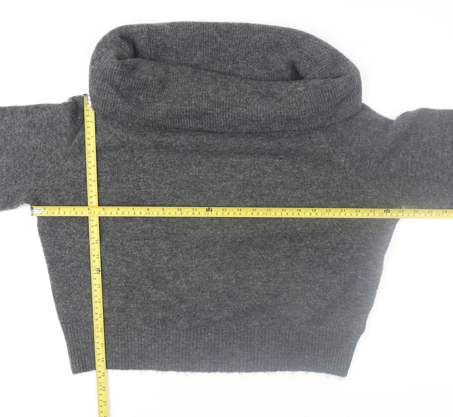 H&M Women's Grey Cowl Neck Long Sleeve Pullover Jumper Size 12