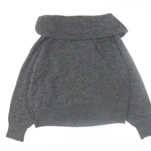 H&M Women's Grey Cowl Neck Long Sleeve Pullover Jumper Size 12