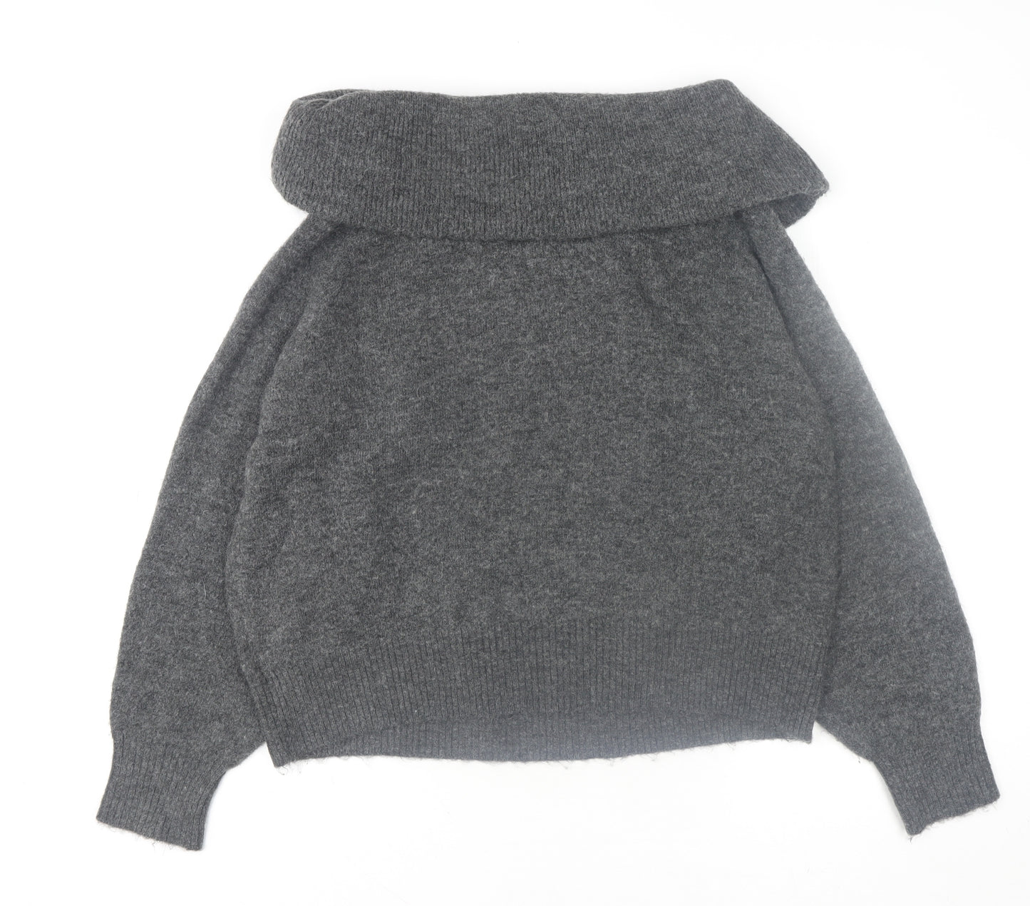H&M Women's Grey Cowl Neck Long Sleeve Pullover Jumper Size 12