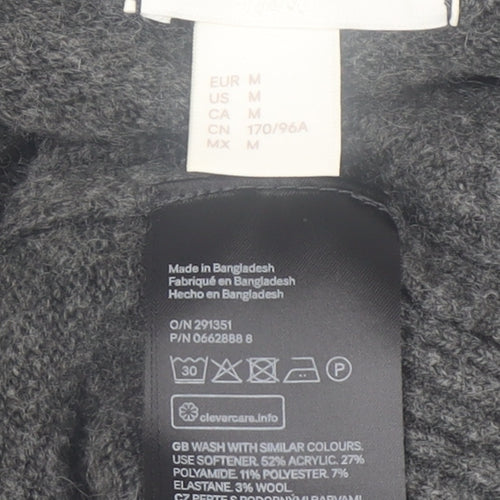 H&M Women's Grey Cowl Neck Long Sleeve Pullover Jumper Size 12