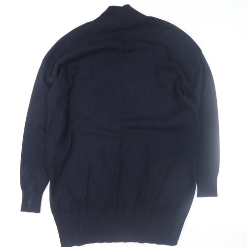 Marks and Spencer Women's Blue Mock Neck Long Sleeve Knitted Jumper Size M