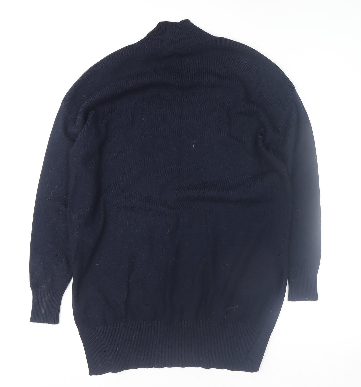 Marks and Spencer Women's Blue Mock Neck Long Sleeve Knitted Jumper Size M