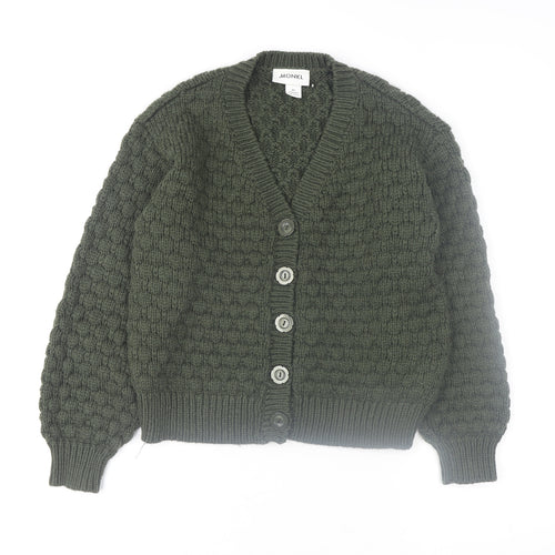 Monki Women’s Green Chunky-Knit V-Neck Cardigan XS