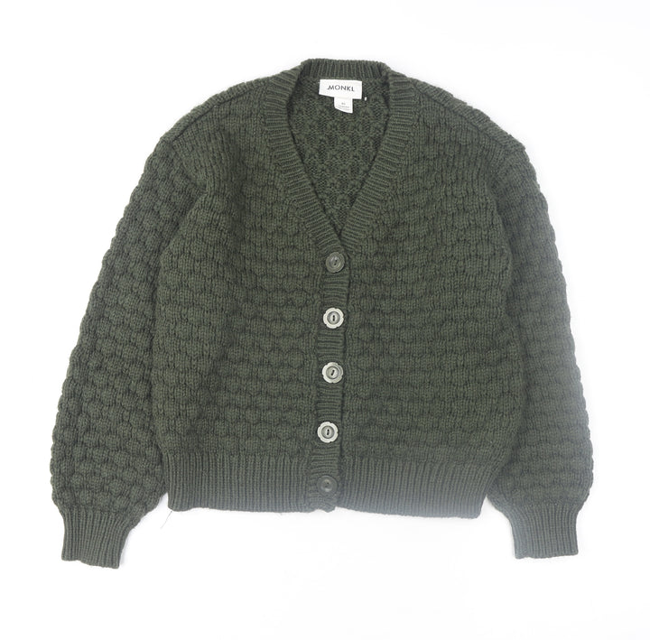Monki Women’s Green Chunky-Knit V-Neck Cardigan XS