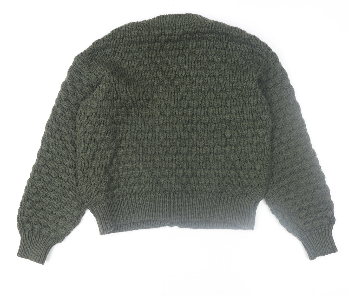 Monki Women’s Green Chunky-Knit V-Neck Cardigan XS