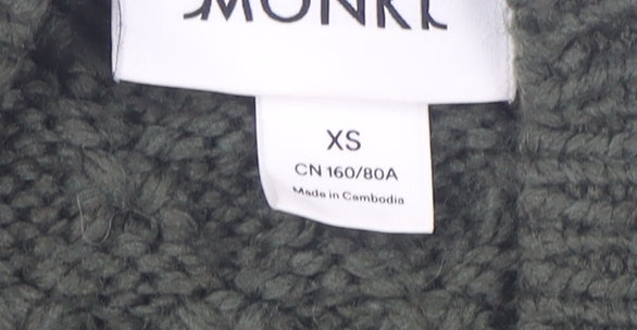 Monki Women’s Green Chunky-Knit V-Neck Cardigan XS