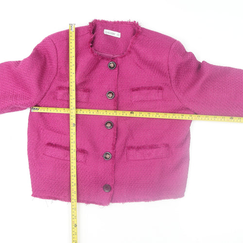 Gallery Women Pink Tweed Button Blazer Jacket UK 14