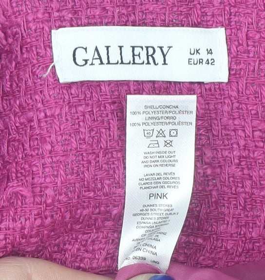 Gallery Women Pink Tweed Button Blazer Jacket UK 14