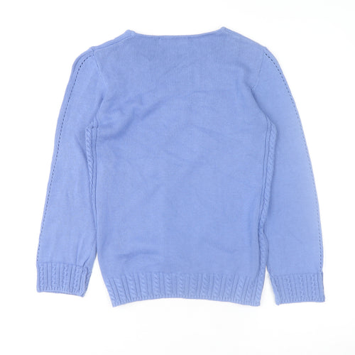 Isle Essentials Womens Blue Cotton Crew Neck Jumper Size 10-12