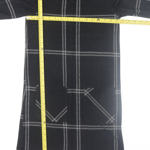 Atmosphere Womens Black Check Shift Dress Size 4 Knit 3/4 Sleeve