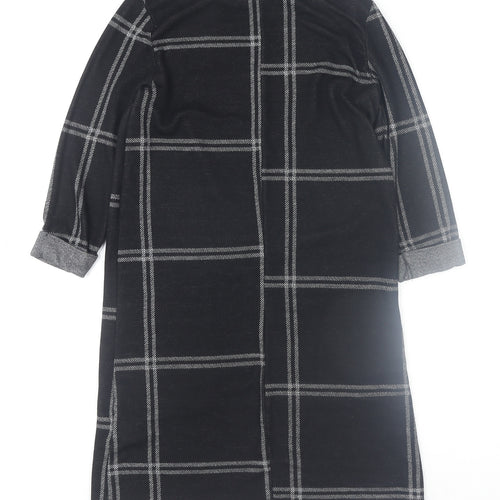 Atmosphere Womens Black Check Shift Dress Size 4 Knit 3/4 Sleeve