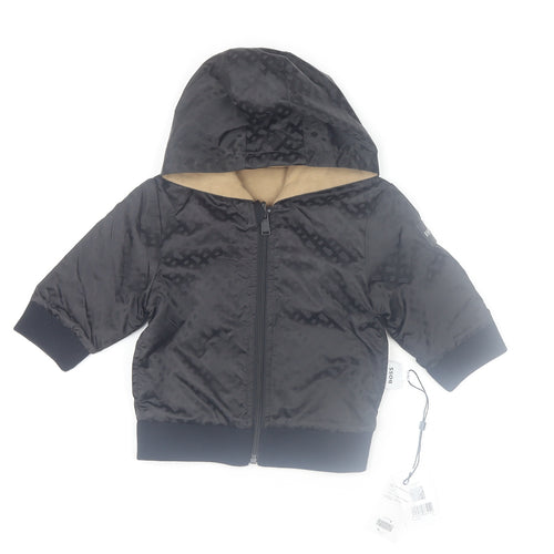BOSS Unisex Baby Black Puffer Hooded Jacket 12 Months