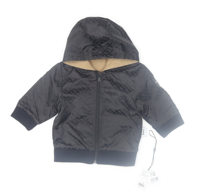 BOSS Unisex Baby Black Puffer Hooded Jacket 12 Months