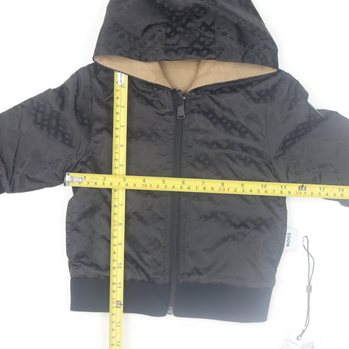 BOSS Unisex Baby Black Puffer Hooded Jacket 12 Months