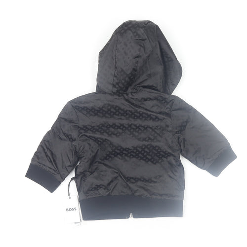 BOSS Unisex Baby Black Puffer Hooded Jacket 12 Months