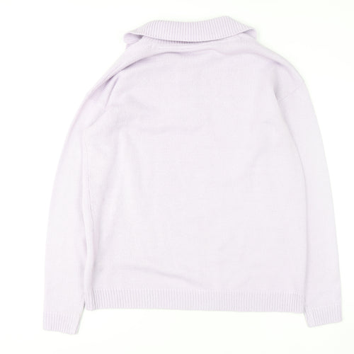 Long Tall Sally Women's Purple Collared Henley Knit Jumper Size 8-10 Tall