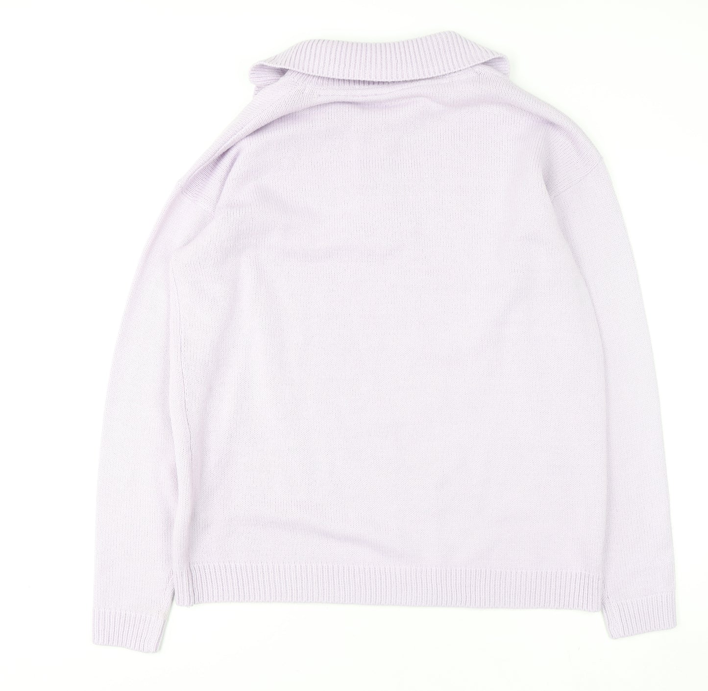 Long Tall Sally Women's Purple Collared Henley Knit Jumper Size 8-10 Tall